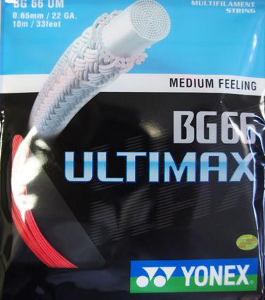 YONEX BG66 Ultimax String, Red Colour (5 Packs)